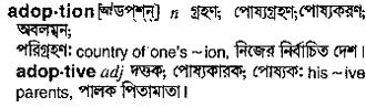 adoption Meaning in Bangla Academy Dictionary