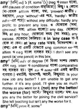 any Meaning in Bangla Academy Dictionary