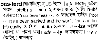 bastard Meaning in Bangla Academy Dictionary