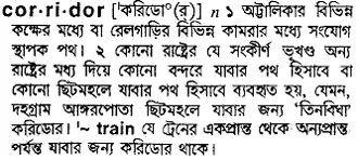 corridor Meaning in Bangla Academy Dictionary